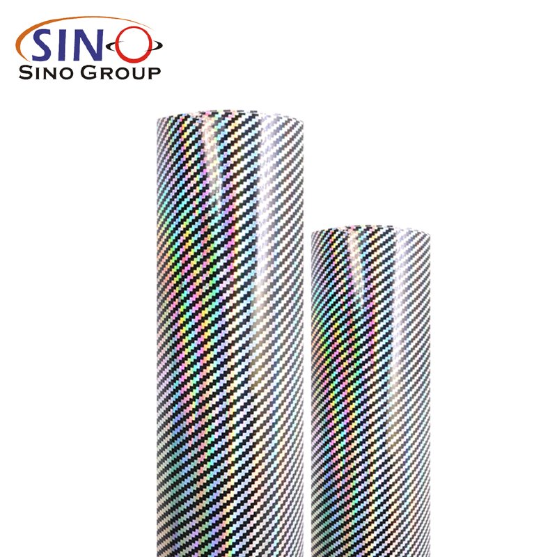 New Arrival Chrome Rainbow Holographic Laser Air Bubble Channel 2D Carbon Fiber Car Body Wrap Vinyl Film For CAMRY