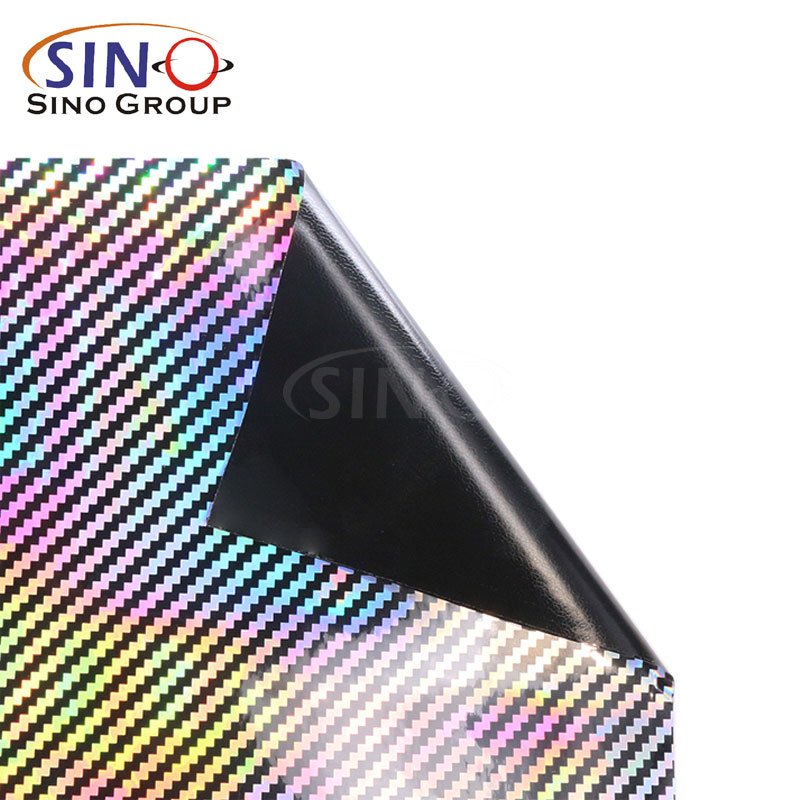 New Arrival Chrome Rainbow Holographic Laser Air Bubble Channel 2D Carbon Fiber Car Body Wrap Vinyl Film For CAMRY