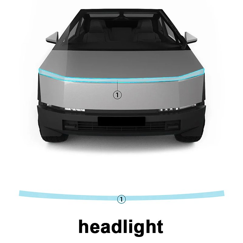 TPU car headlight transparent self-healing anti yellowing and brightening protection PPF film suitable for Tesla Cybertruck