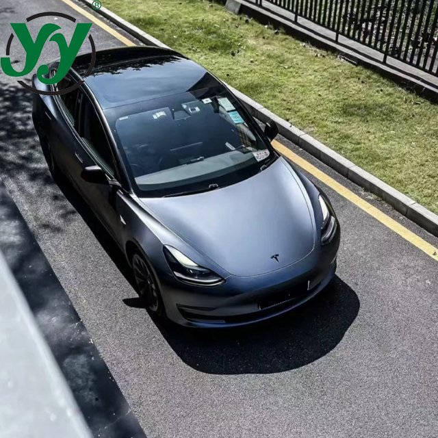 Factory Wholesale Color PPF PET Ghost Metallic Grey Blue Car Wrap Vinyl One Full Roll Size 1.52X18M/5X59FT
