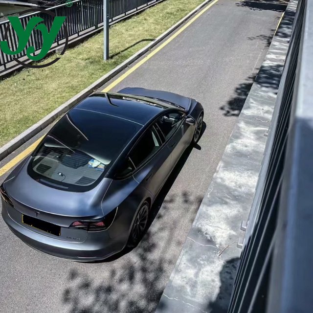 Factory Wholesale Color PPF PET Ghost Metallic Grey Blue Car Wrap Vinyl One Full Roll Size 1.52X18M/5X59FT