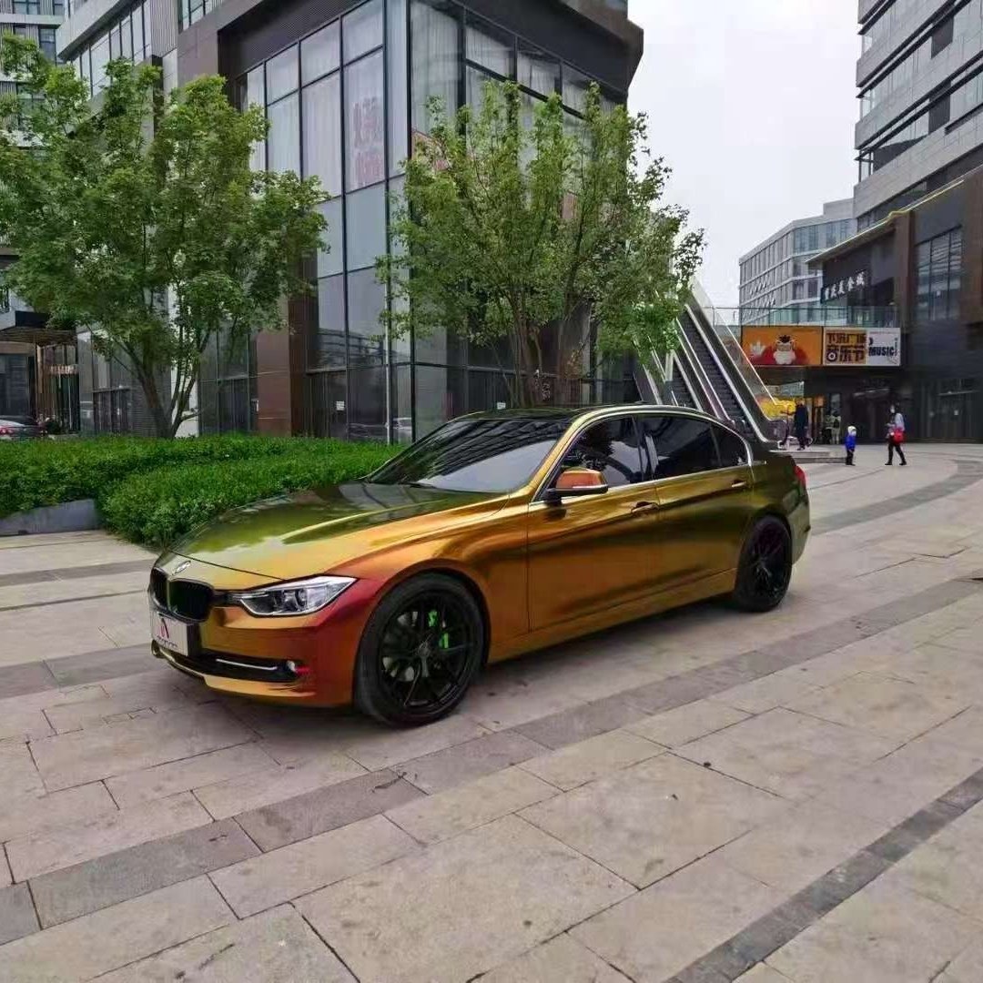 5 Feet New Vision Gold Foil Chameleon Color Change Gloss Metal Paint Car Wrapping Bubble Free Vinyl Roll