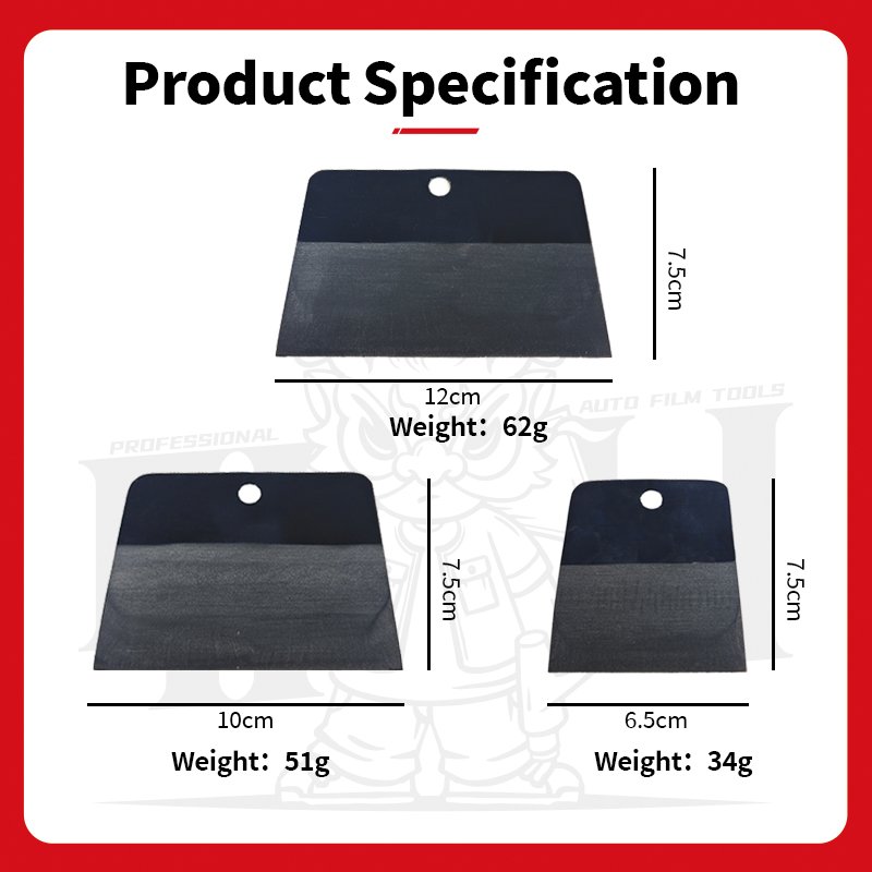 Qili Car Film Tools Small Black Trapezoidal Scraper Four-Way UV Proof Window Edge Scraper PPF Coat Plug