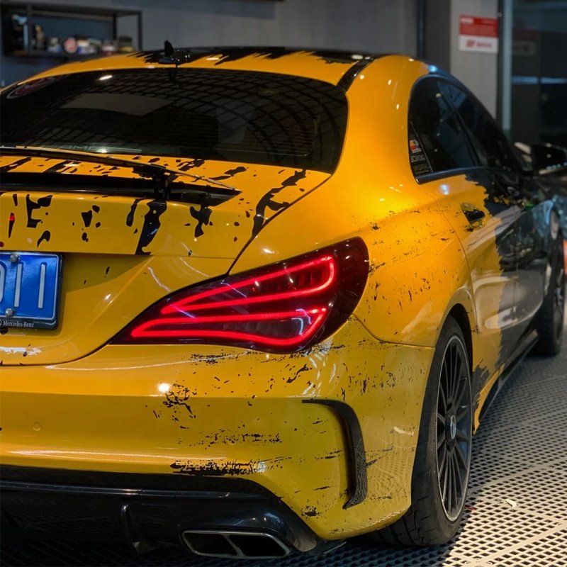 Wholesale customized car black yellow gradient chameleon PVC car vinyl wrap