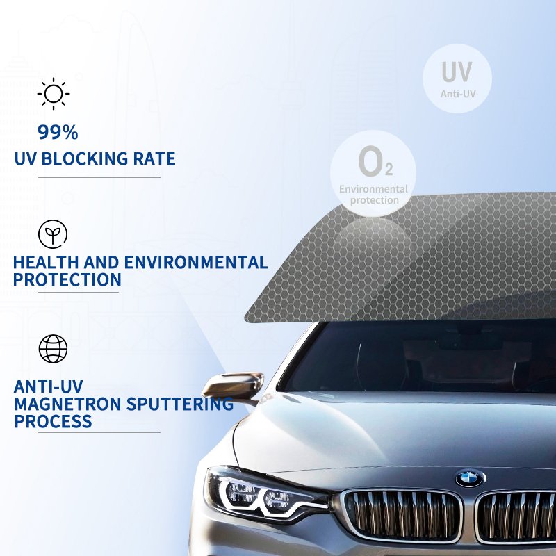 UV blocking RR94% Dark Black Explosion-proof Protection Film Anti-heat Nano Ceramic Anti Shatter Car Solar Window Tint Film
