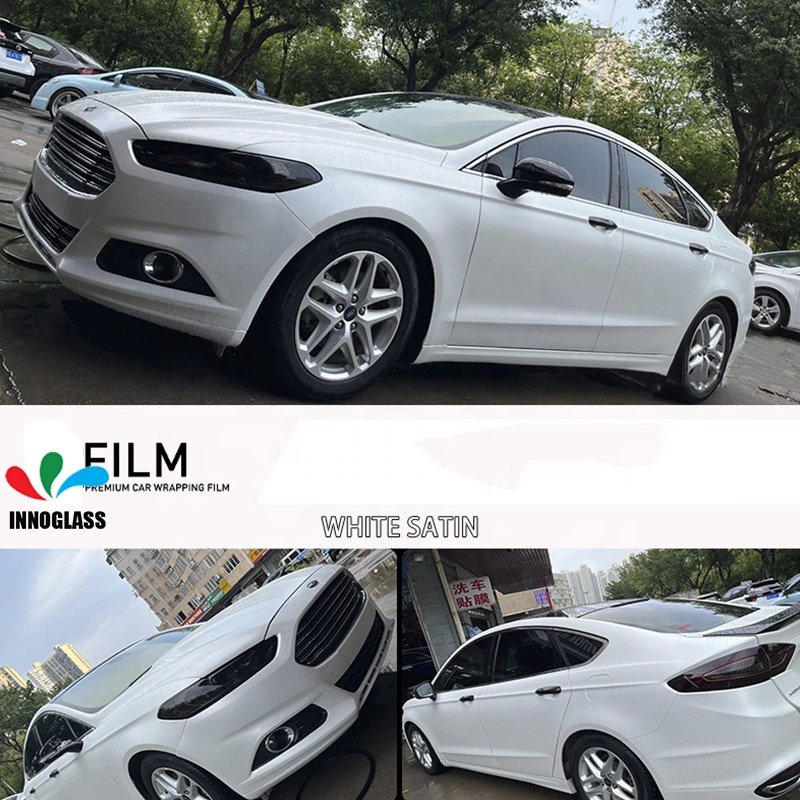 INNOGLASSAutomotive FILM White Colorchange Series1.52x18m ROLL Car Wrapping Film Colorful White Satin Vinyl Film Car Wrap Vinyl