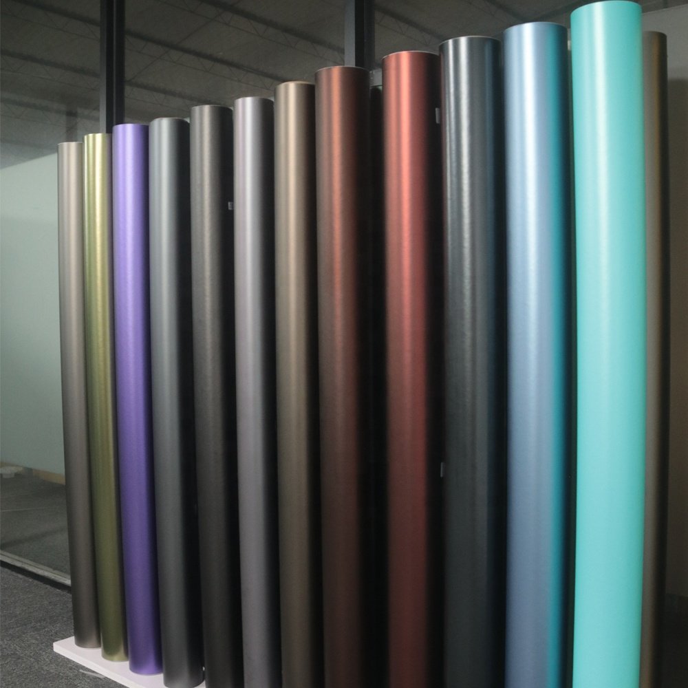 1.52*18m Brown Grey Heavy Metal Vinyl Car Wrap Automotive Car Films Air Channel Grey Matte
