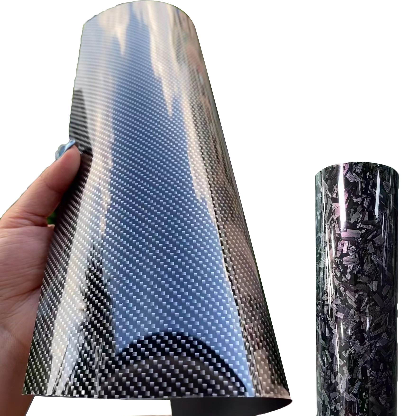 High Quality Glossy Pet Black Carbon Fiber Sliver PPF Black Carbon Fiber Film Vinyl Film Car Body Wrapping Sticker