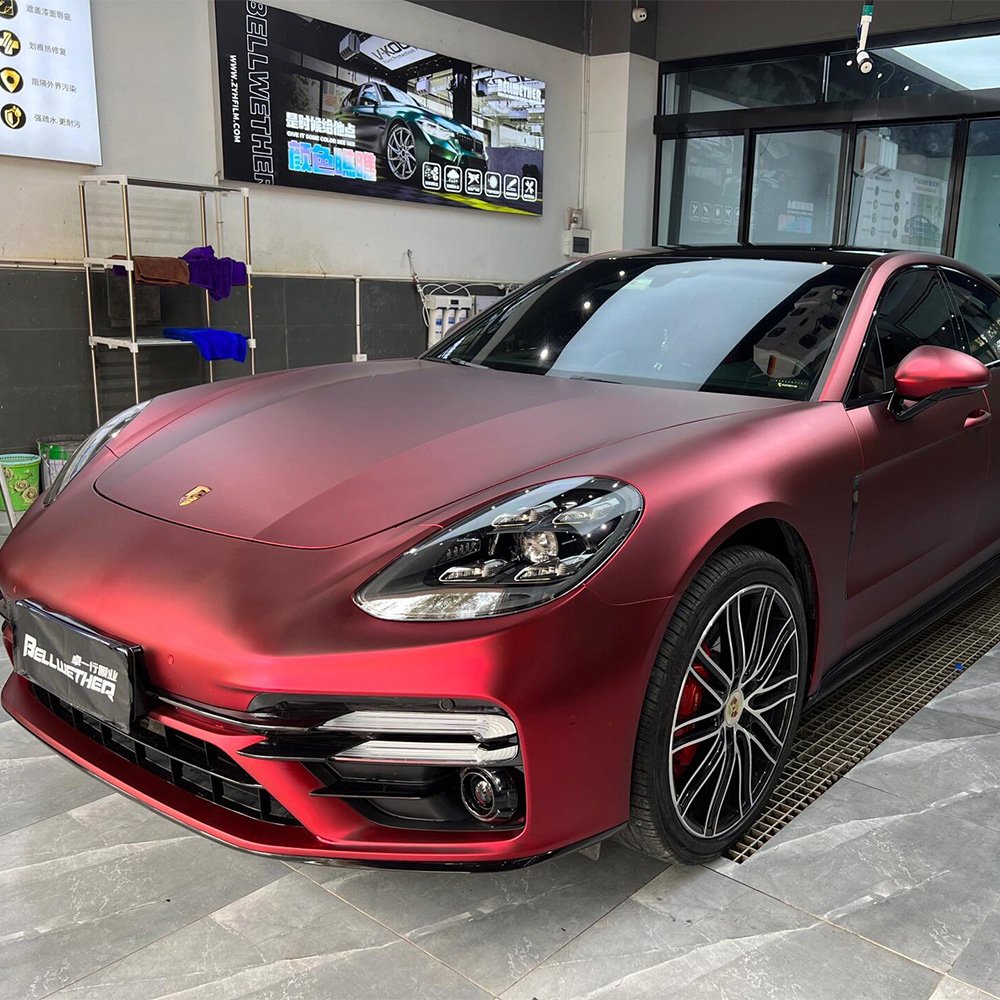 18m PET Super Removable Ghost Chrome Matte Metallic Romanee Red Waterproof PVC Car Vinyl Wrapping PPF Films