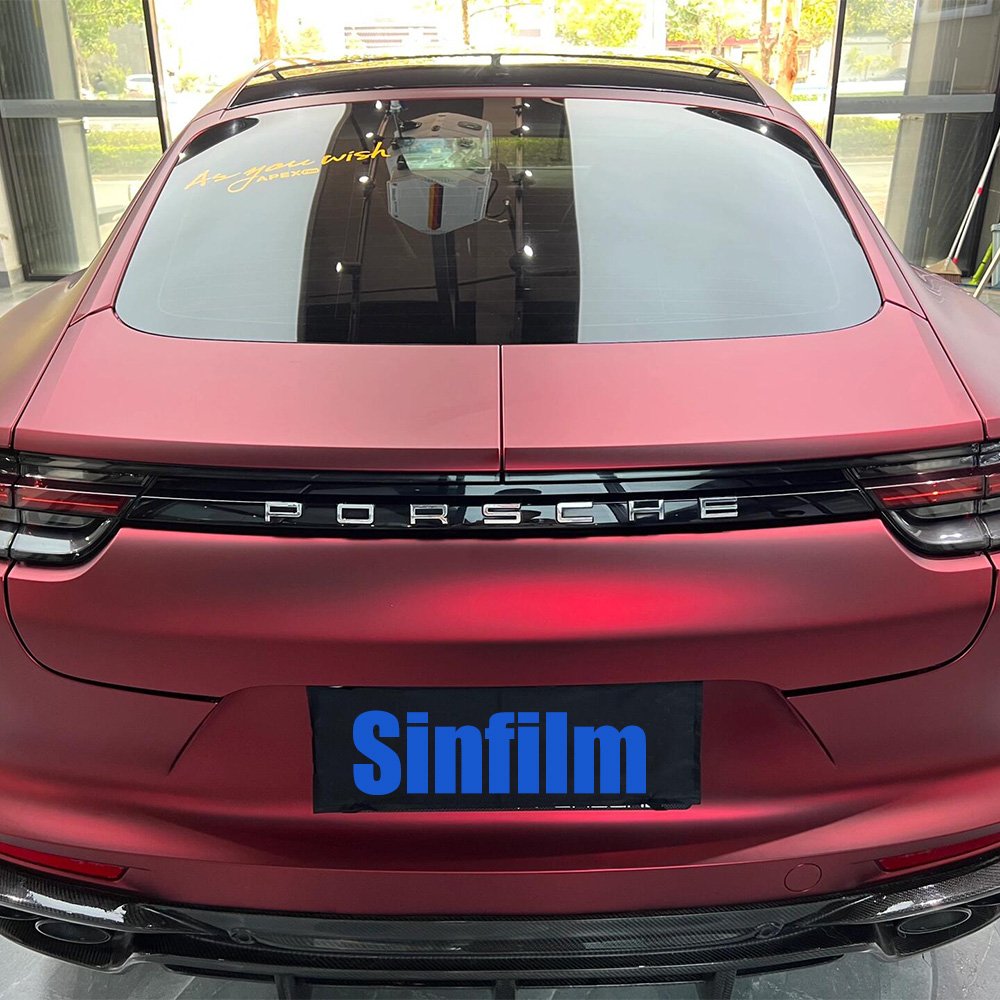 18m PET Super Removable Ghost Chrome Matte Metallic Romanee Red Waterproof PVC Car Vinyl Wrapping PPF Films