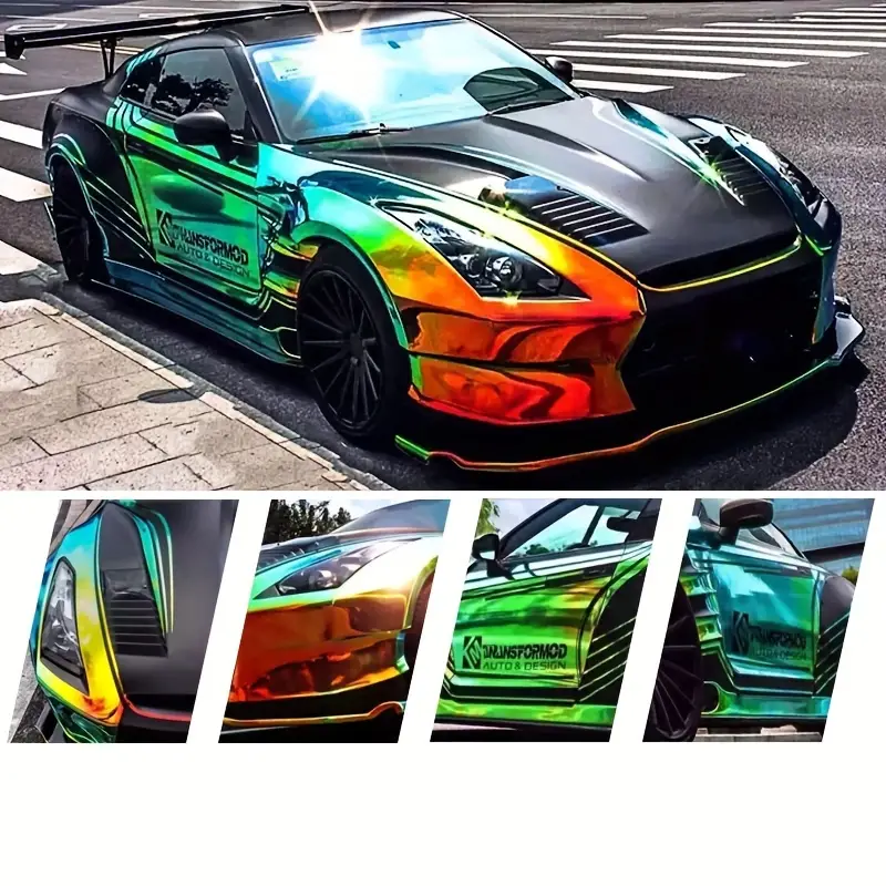 Calise Vinyl Rainbow Electroplating Color Changing Film Car Motorcycle Electric Vehicle Wrap Roll Shape Foot Pedal Application