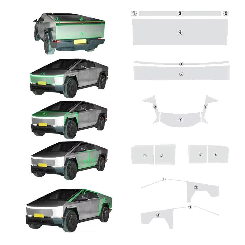 Pre-cut protective film forTesla Cybertruck 2024 TPU full car custom paint transparent anti-scratch film