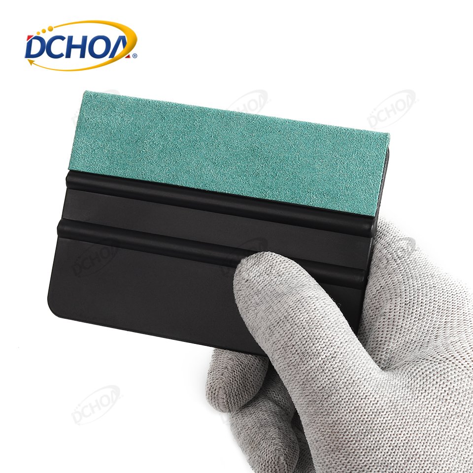 DCHOA Plastic Car Window Tint tools Suede Felt Edge Squeegee Vinyl Wrap Black Squeegee