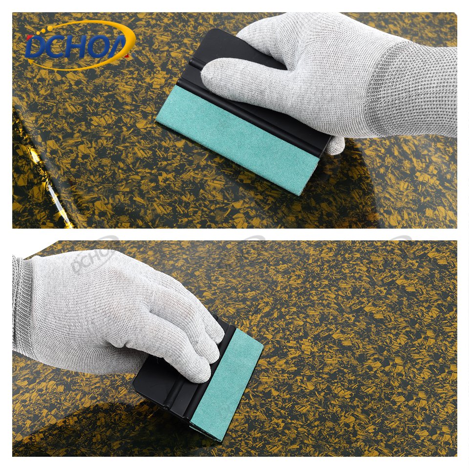 DCHOA Plastic Car Window Tint tools Suede Felt Edge Squeegee Vinyl Wrap Black Squeegee