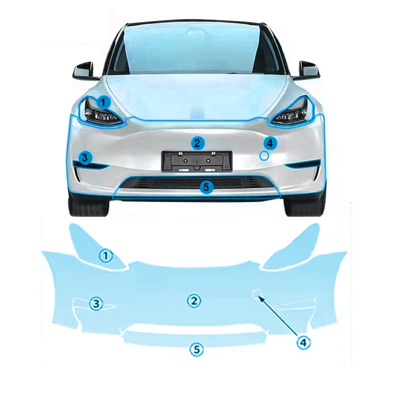 TPU PPF pre-cut car film for various parts Self-repairing anti-fouling transparent film for Tesla Model Y 2020-2024