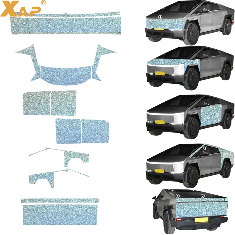 forTesla Cybertruck TPU color film customized superbright metal champagne gold colorfullaser white/black pearlescent white/black