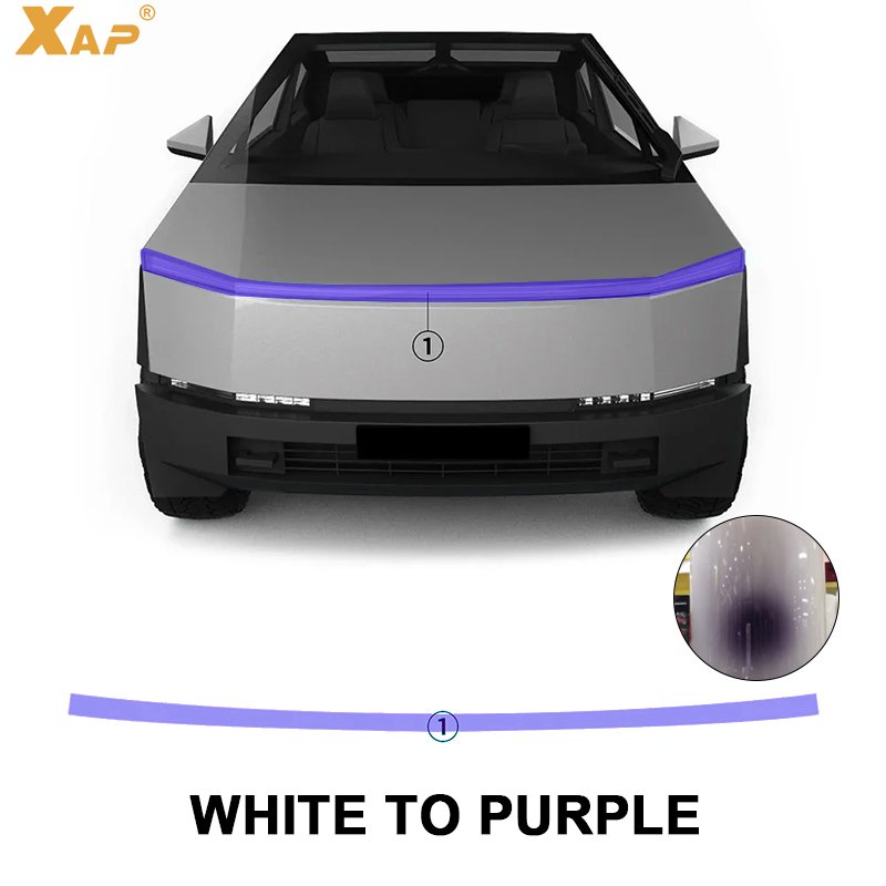 Suitable for Tesla Cybertruck PPF TPU photochromic anti scratch and anti fouling white to purple car headlight protective film