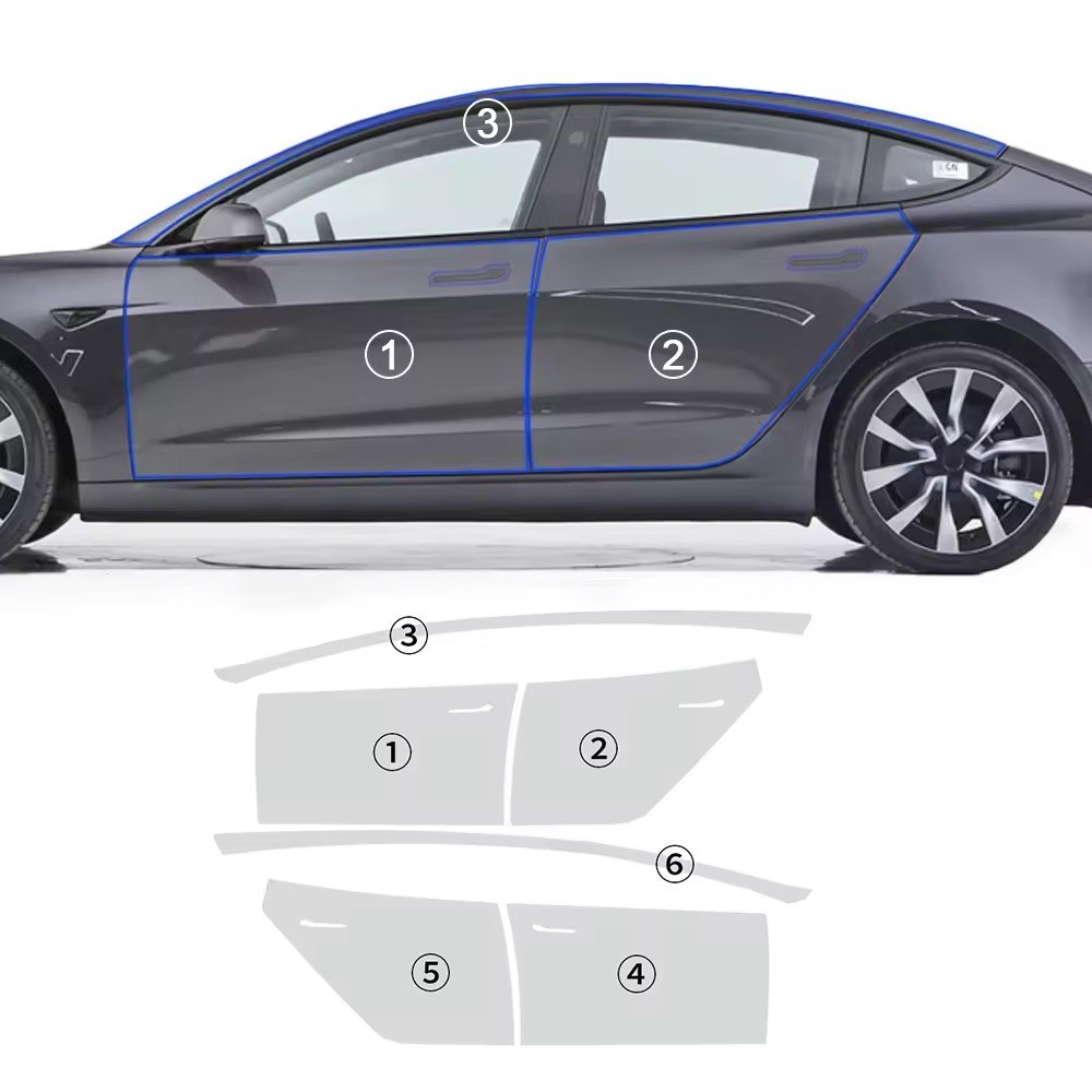 Suitable for Tesla Model 3 Highland 2024-Up Pre-cut anti-scratch self-repairing transparent protective TPU PPF film for all part