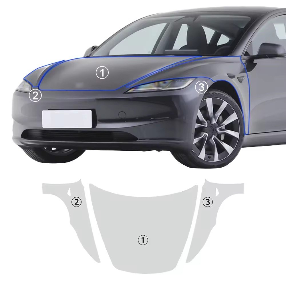 Suitable for Tesla Model 3 Highland 2024-Up Pre-cut anti-scratch self-repairing transparent protective TPU PPF film for all part