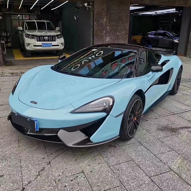 PET Ultra Glossy Premium Color Change Self Adhesive Vehicle Wrapping Film Light Blue Car Wrap