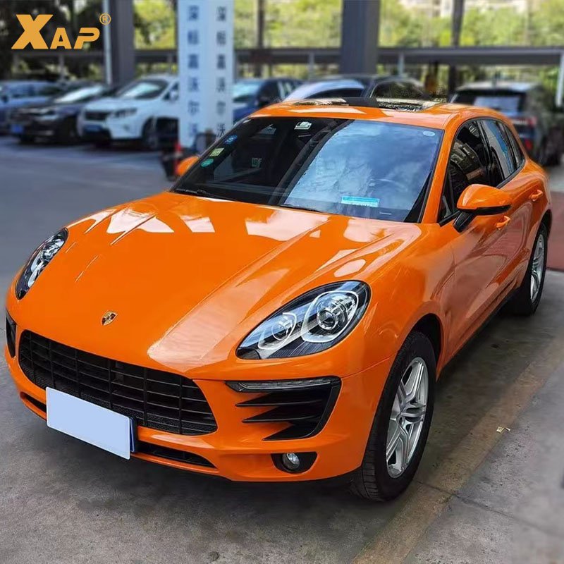 PET Crystal Bright Orange Flame Orange Car Wrapping Film Ultra Gloss Vinyl Stickers Glossy Car Wrap Vinyl Film