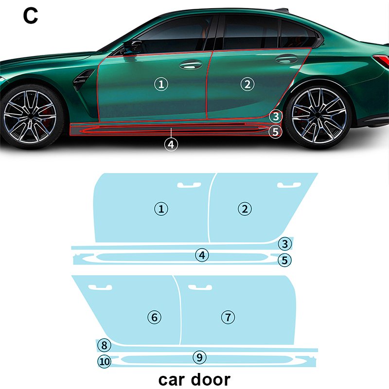 For BMW M3 G80 SedanM each part of the film TPU PPF pre-cut car anti-scratch self-healing transparent paint protective film