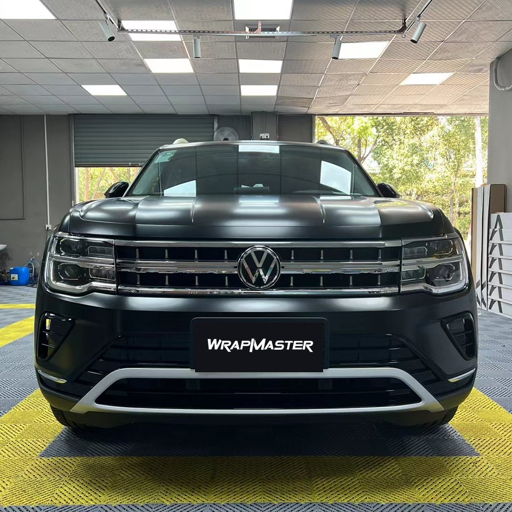 WRAPMASTER 1.52*18m Satin Ceramic Black Anti glare PVC Vinyl Car Sticker Wrapping Vinyl