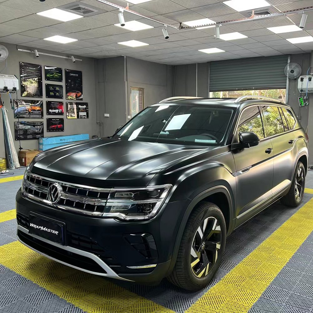 WRAPMASTER 1.52*18m Satin Ceramic Black Anti glare PVC Vinyl Car Sticker Wrapping Vinyl