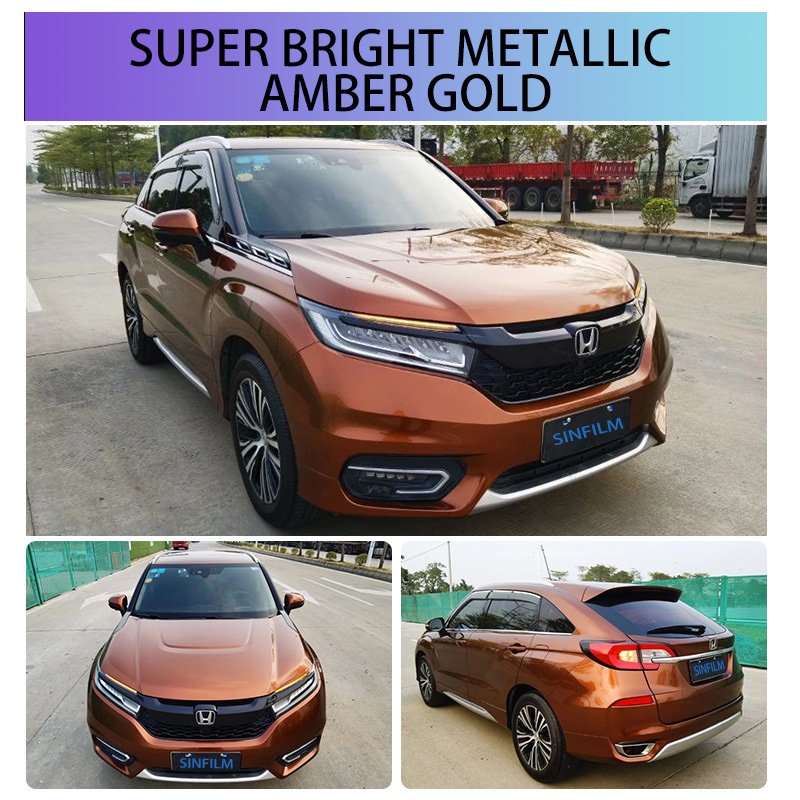 6.5mil 7.5mil PET Super Air Release and Stretchable Changing Car Body Paint Color Super Bright Metallic Removable Car Film
