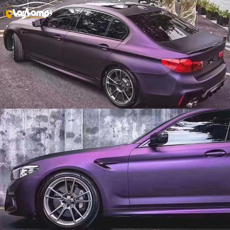 Automotive Custom Vinyl Wrap Printing Color Change Film Super Matte Metal Black Purple For Car Body