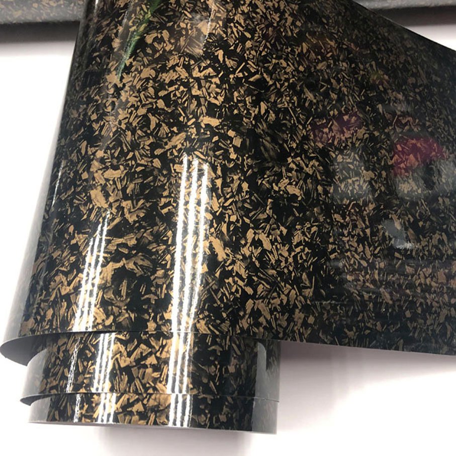 Wholesale Factory Price 1.52x18M Forged Titanium Carbon Steel Ghost Black 9D High Gloss Carbon Fiber Black Textured Vinyl