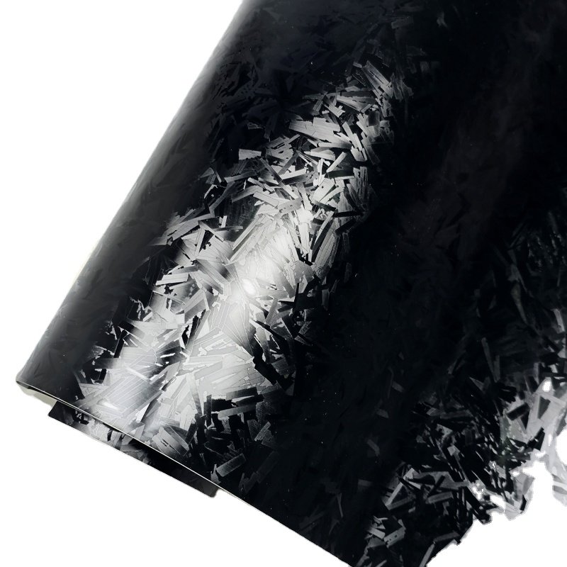 Carbon Fiber Chopped Strand Forged Vinyl Wrap Film Car Modification Sticker Paste Protector Strip Auto Door Sill Side