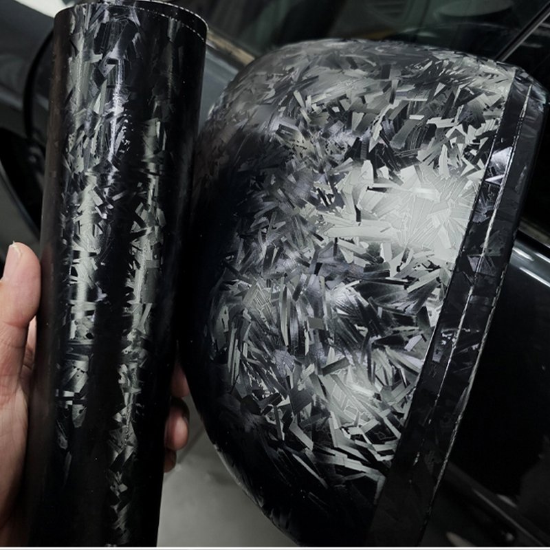 Carbon Fiber Chopped Strand Forged Vinyl Wrap Film Car Modification Sticker Paste Protector Strip Auto Door Sill Side