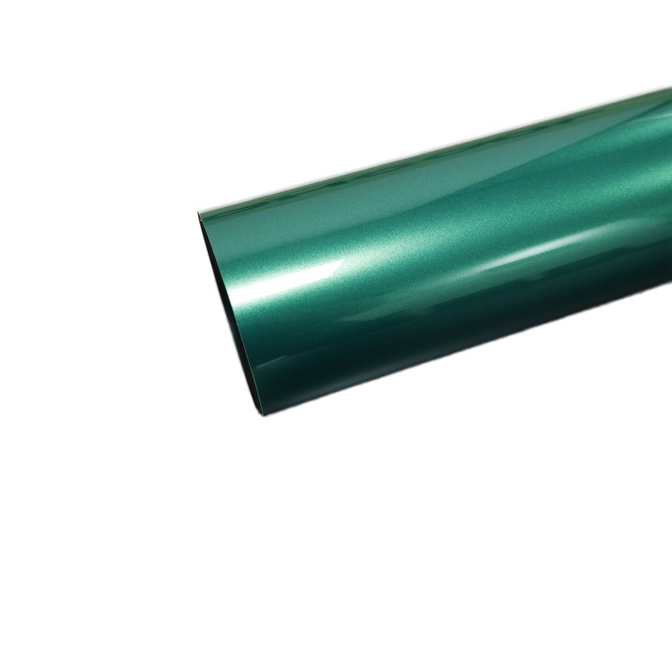 High Gloss Self-healing HIGHCOOL 6.5mil PVC Car Wrap Film Glossy Man Island Green fiber silver Full Tint Color Changing Car Film