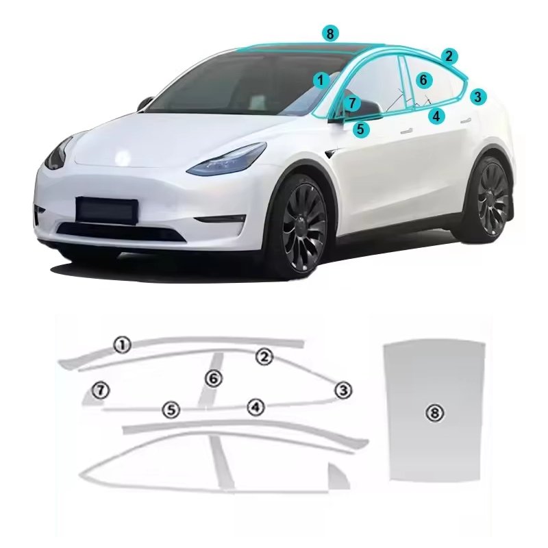 For Tesla Model Y 2020-2024 each part of the film TPU PPF pre-cut car film anti-scratch self-repairing transparent film