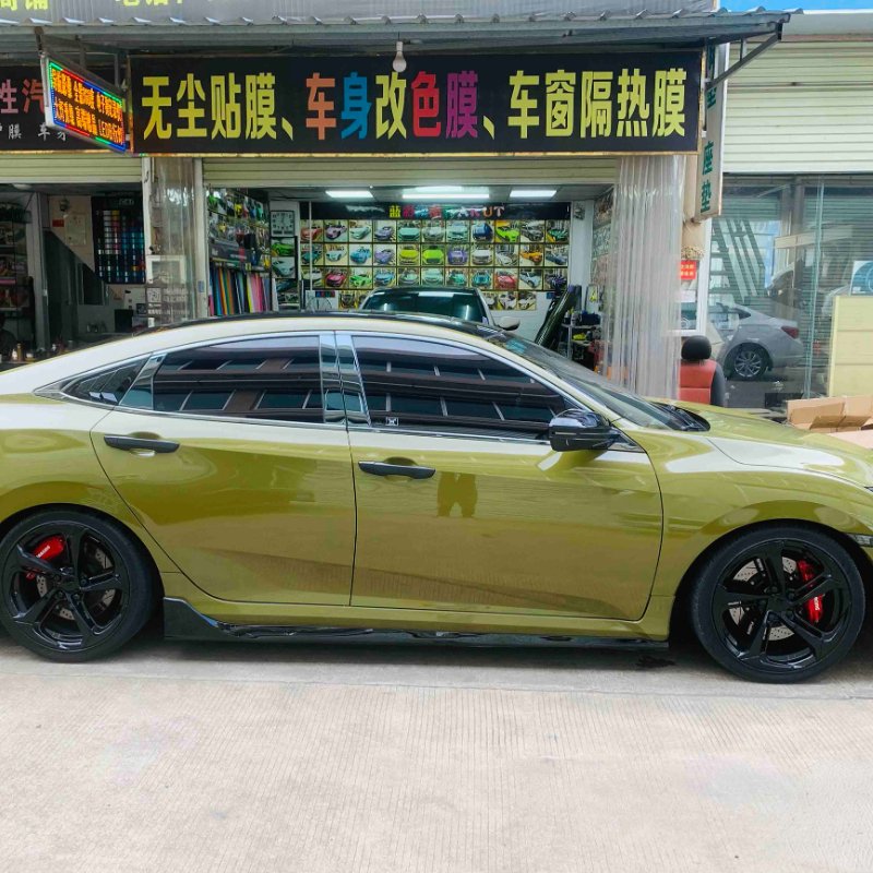 Superior Quality Classic Decorative Super Bright Crystal Series PET Battle Green Colour Change Car Body Wrapping Vinyl Film