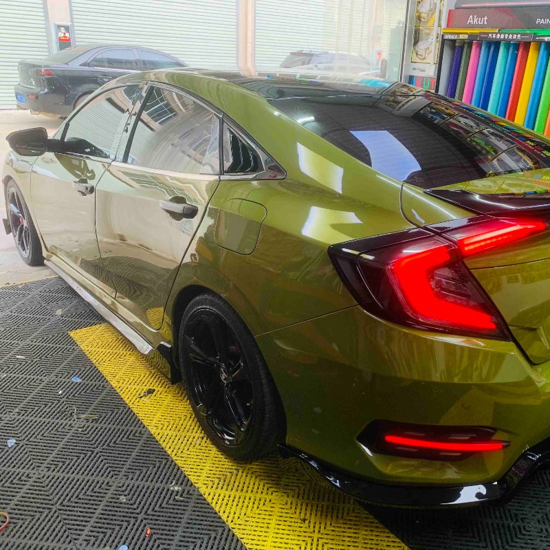 Superior Quality Classic Decorative Super Bright Crystal Series PET Battle Green Colour Change Car Body Wrapping Vinyl Film