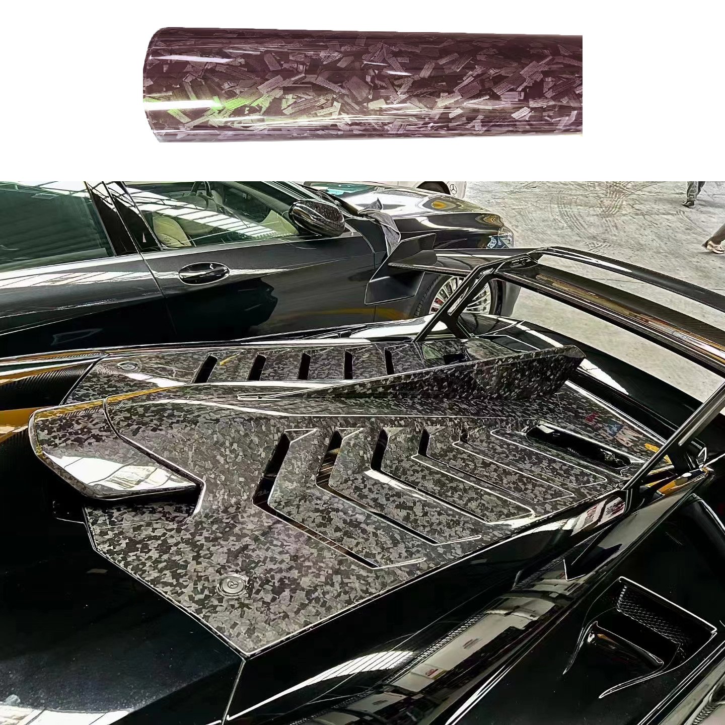 Air Bubble Free 3D 4D 5D 6D Gloss flower carbon Black Full Body Car Sticker Film Wrap Auto Carbon Fiber Vinyl Roll