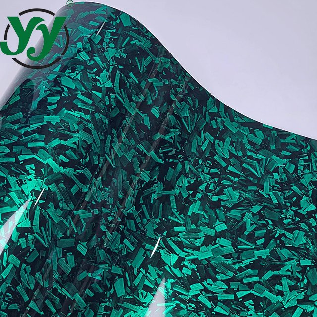 152cmx18m High Glossy Forged Carbon Green Fiber Wrapping Vinyl Car Wrap Auto Stickers for Car Film Cover Decals for Vehicle