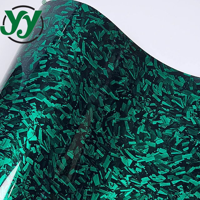 152cmx18m High Glossy Forged Carbon Green Fiber Wrapping Vinyl Car Wrap Auto Stickers for Car Film Cover Decals for Vehicle