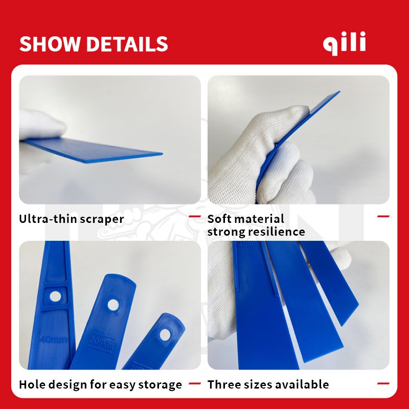 qili QH-31Full set of High Temperature Wear Window Film Tools Car Film Scraper Glue Removal Triangle Scraper Self Healing