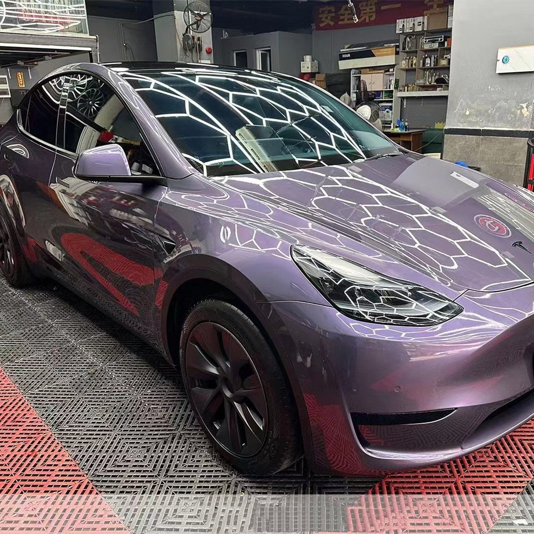 PET Gray Violet Car Wrappings Adhesive Car Body Sticker Vinyl Wrap Metallic Purple Car Film