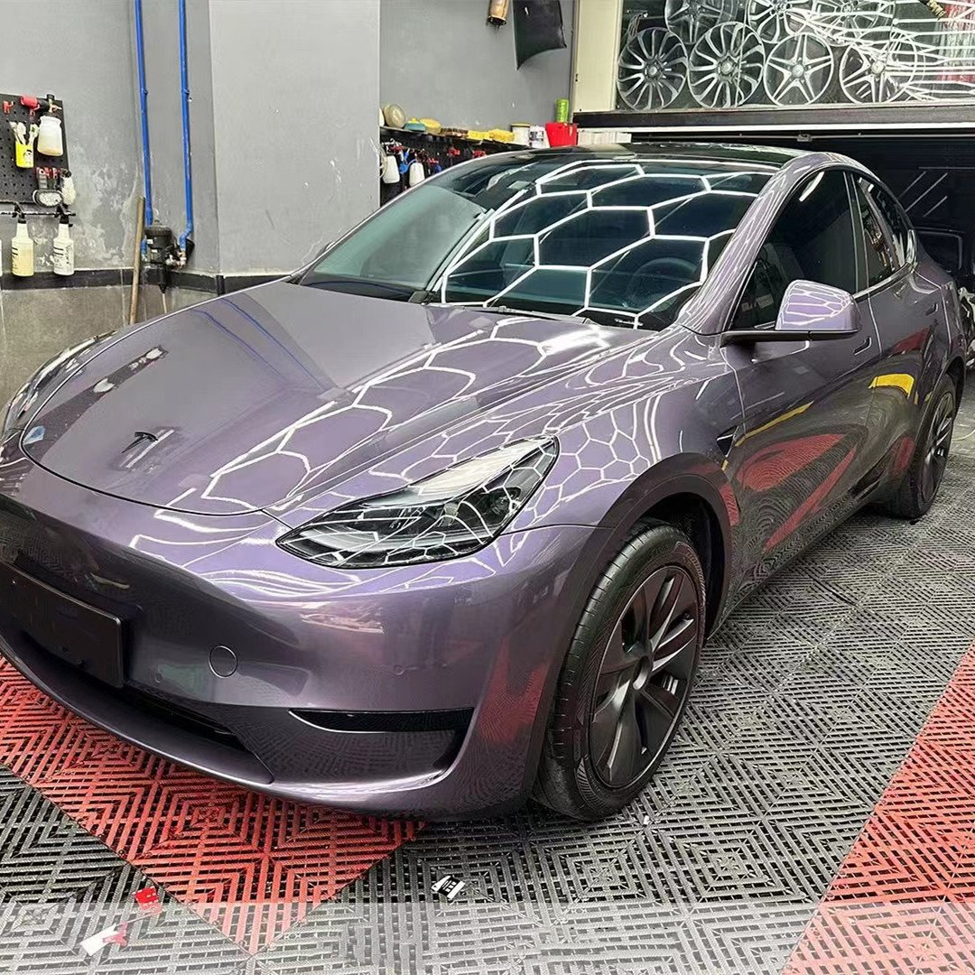 PET Gray Violet Car Wrappings Adhesive Car Body Sticker Vinyl Wrap Metallic Purple Car Film
