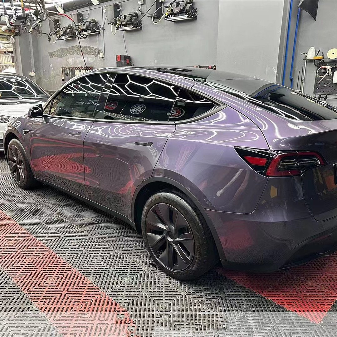 PET Gray Violet Car Wrappings Adhesive Car Body Sticker Vinyl Wrap Metallic Purple Car Film
