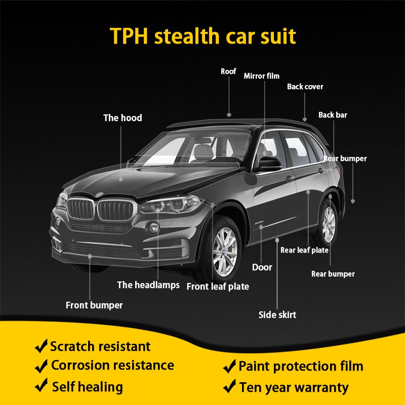 Aishide Hot Selling 6.5mil Auto Invisible Film -Scratches 1.52*15m Transparent Film Clear Glossy TPH PPF Paint Protection Film