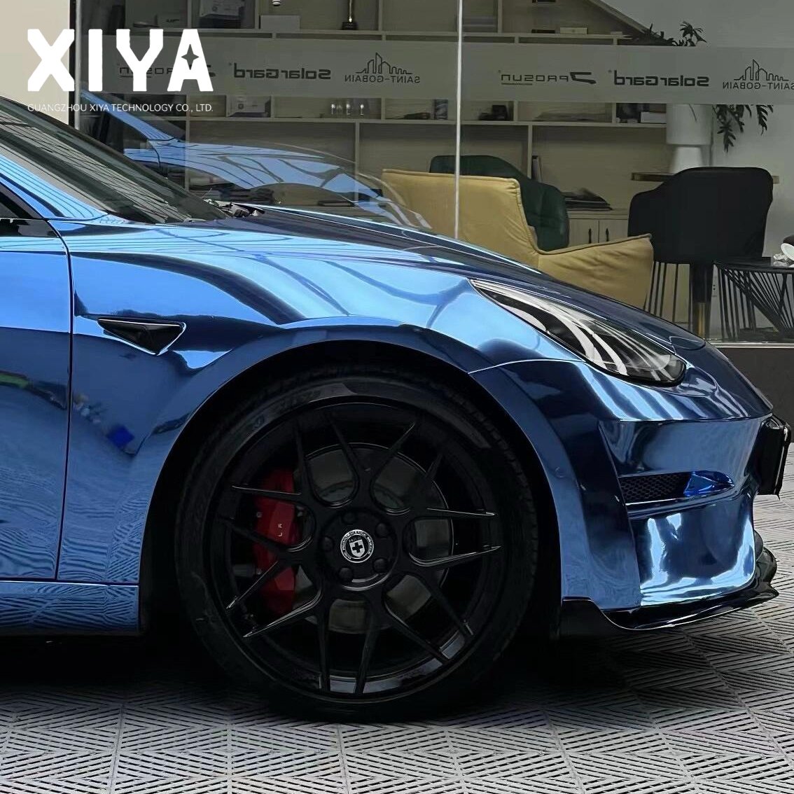 PET Mirror Stretching King Blue Top Quality Repairing PET Glossy Dark Blue PVC Car Film Self Healing PET Wrap Vinyl
