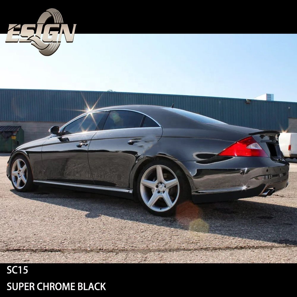 Mirror Chrome Black Car Wrap Vinyl Film Self Adhesive UV Proof Anti-scratches Full Roll Wrap Automobile Paint