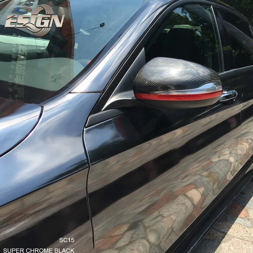 Mirror Chrome Black Car Wrap Vinyl Film Self Adhesive UV Proof Anti-scratches Full Roll Wrap Automobile Paint