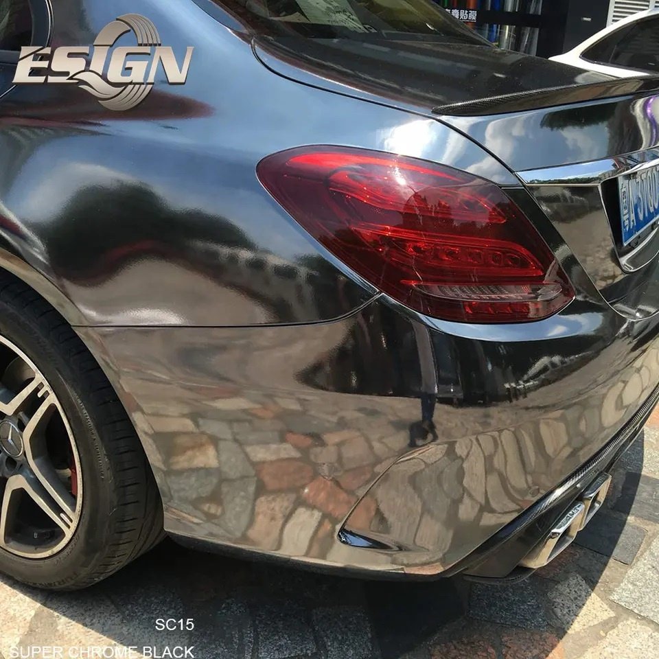 Mirror Chrome Black Car Wrap Vinyl Film Self Adhesive UV Proof Anti-scratches Full Roll Wrap Automobile Paint