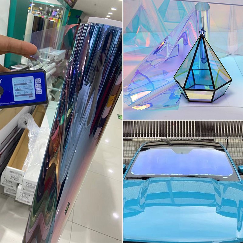 8090 Chameleon Tint Film For Car Window Pink 80% Nano Ceramic Solar Colored Sunset Chameleon Tint